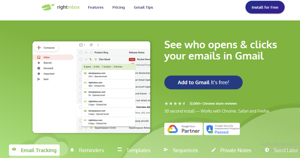 Right Inbox Email tracking software