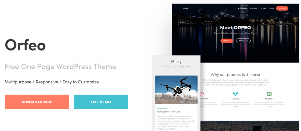 Orfeo - Responsive One- page WordPress Theme